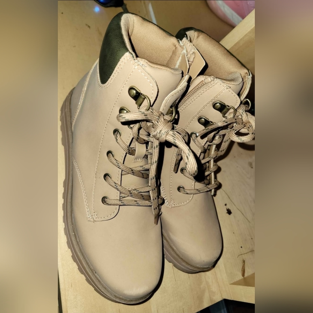 Cat & Jack Beige Lace-Up Boots